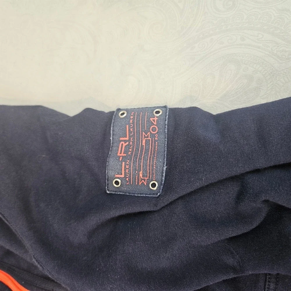 Lauren Active Ralph Lauren Navy Blue Utility Zip Up Jacket Orange Trim Small